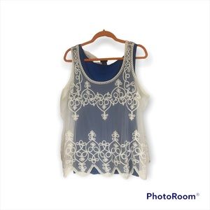 BEAUTIFUL DETAILED SHEER LACE APPLIQUÉ TOP/BLOUSE OVERLAY